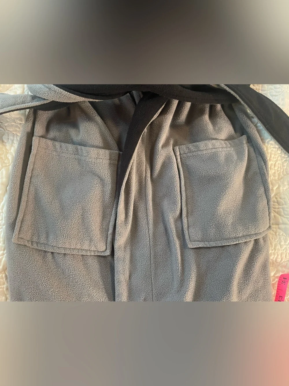 Cherokee Gray Fleece Robe with Black Trim